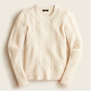 J. Crew Stretch Wool Cable-Knit Crewneck Sweater